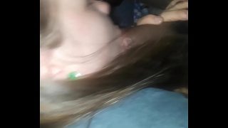 White milf slut sucks BBC in car after work